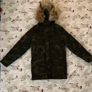 J CREW XS MENS NORDIC DOWN PARKA IN CAMO